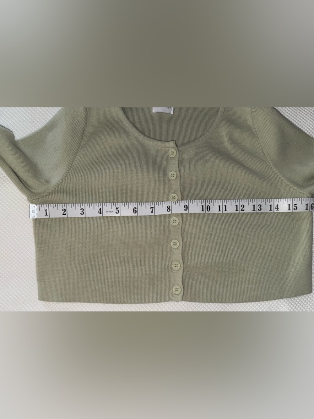 Princess Polly Cropped Ribbed‎ Cardigan Sage Green Button Front Size 0 - Picture 5 of 11